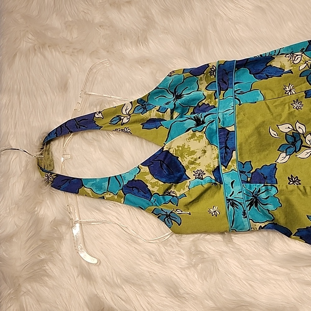 🎉 Host pick🎉 Ombre  halter style  dress 95% cotton sz 6 floral vacation  ready - Picture 5 of 13